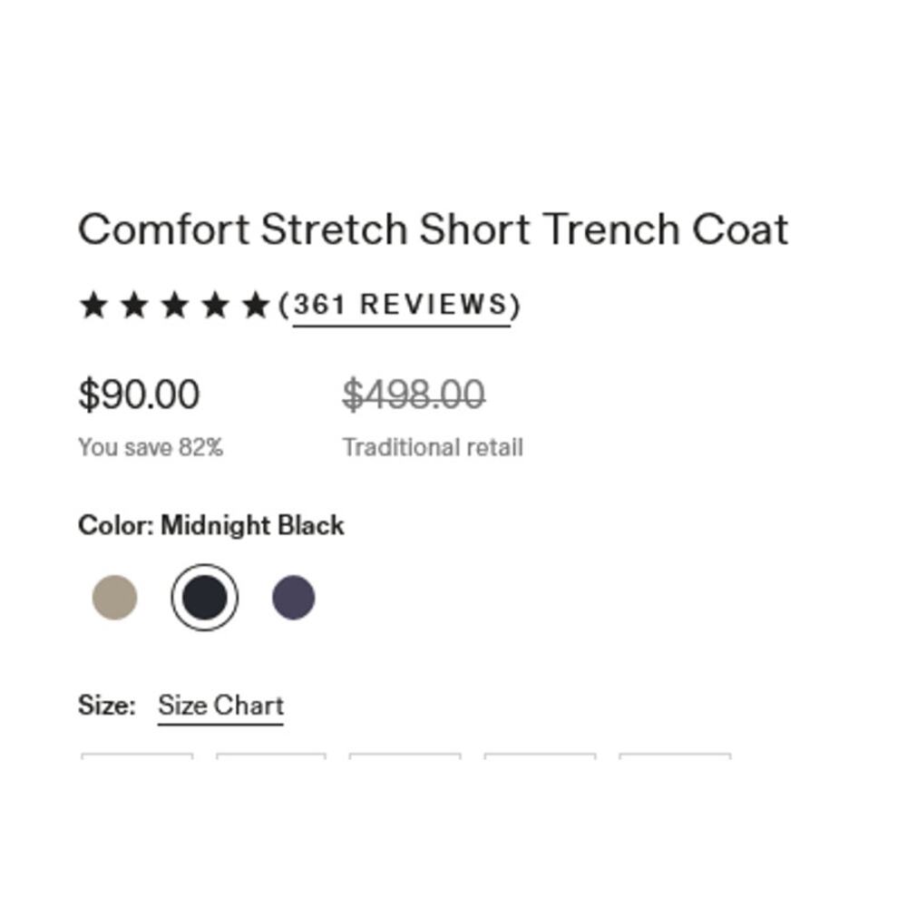 Quince Women Comfort Stretch Short Trench Coat Black Size L - Picture 8 of 8